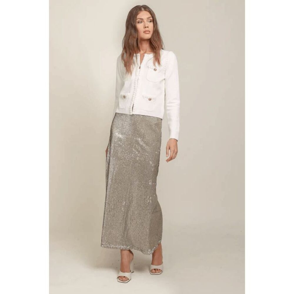 Line & Dot Pearl Sequined Embellished Roseline Maxi Skirt Women's Size Small